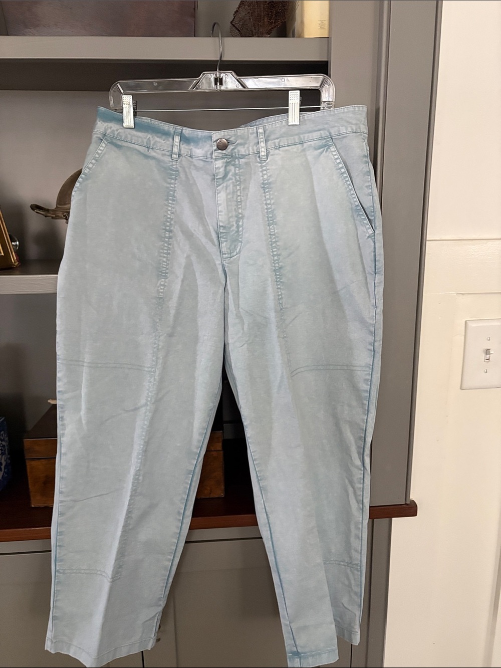 LOGO by Lori Goldstein Pale Blue Straight-Leg Women's Pants